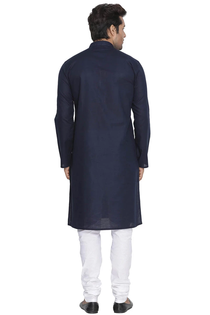 Vastramay Men's Blue Cotton Kurta And Pyjama Set 6 Vastramay Men's Blue Cotton Kurta And Pyjama Set