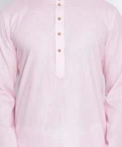 Vastramay Men's Pink Cotton Kurta