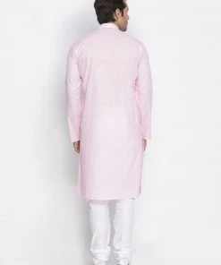 Vastramay Men's Pink Cotton Kurta And Pyjama Set 11 Vastramay Men's Pink Cotton Kurta And Pyjama Set