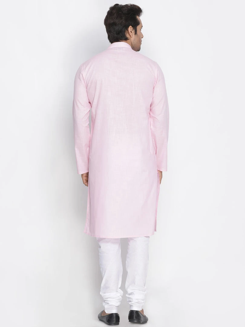 Vastramay Men's Pink Cotton Kurta And Pyjama Set 6 Vastramay Men's Pink Cotton Kurta And Pyjama Set
