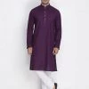 Vastramay Men's Purple Cotton Kurta And Pyjama Set