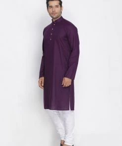 Vastramay Purple And White Baap Beta Kurta And Pyjama Set Kurta Pyjama