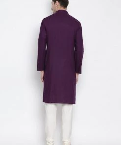 Vastramay Men's Purple Cotton Kurta And Pyjama Set 11 Vastramay Men's Purple Cotton Kurta And Pyjama Set
