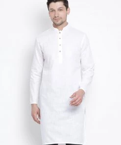 Vastramay Men's White Cotton Kurta