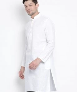 Vastramay Men's White Cotton Kurta