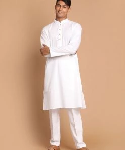 VASTRAMAY Men's Cotton Kurta With Pant Style Pyjama Set