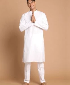 VASTRAMAY Men's Cotton Kurta With Pant Style Pyjama Set