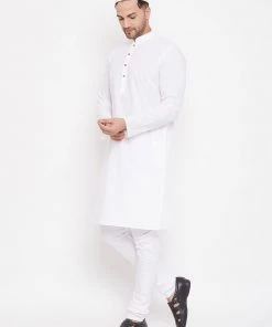 Vastramay White Baap Beta Solid Kurta And Pyjama Set Kurta Pyjama