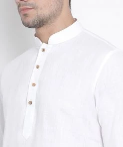 Vastramay Men's White Cotton Kurta And Pyjama Set