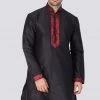 VASTRAMAY Men's Black Cotton Silk Blend Kurta