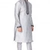 Vastramay Men's Grey Cotton Silk Blend Kurta And Pyjama Set