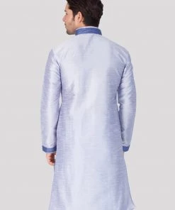 VASTRAMAY Men's Light Blue Cotton Silk Blend Kurta Buy 1 Get 1