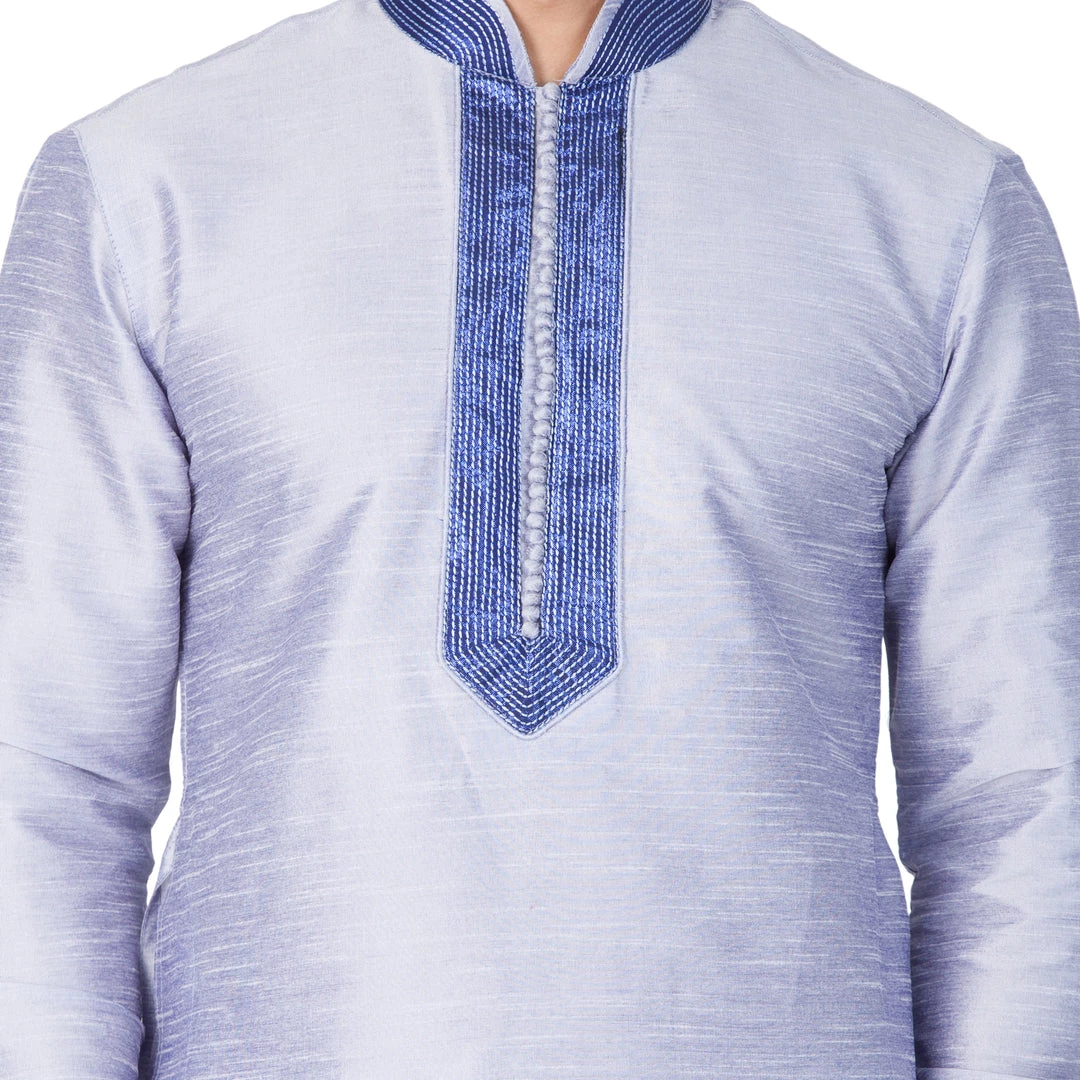 Vastramay Men's Light Blue Cotton Silk Blend Kurta And Pyjama Set Buy 1 Get 1 5 Vastramay Men's Light Blue Cotton Silk Blend Kurta And Pyjama Set Buy 1 Get 1