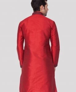 Buy 1 Get 1 VASTRAMAY Men's Maroon Cotton Silk Blend Kurta 11 Buy 1 Get 1 VASTRAMAY Men's Maroon Cotton Silk Blend Kurta