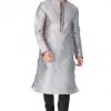 Vastramay Men's Grey Cotton Silk Blend Kurta And Pyjama Set
