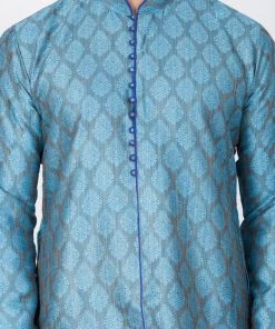 Vastramay Silk Blend Blue Baap Beta Kurta Pyjama Set 18 Vastramay Silk Blend Blue Baap Beta Kurta Pyjama Set