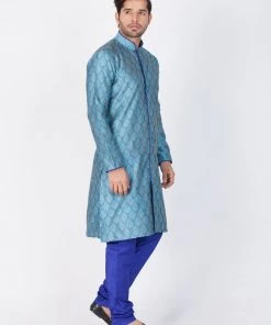 Vastramay Silk Blend Blue Baap Beta Kurta Pyjama Set 14 Vastramay Silk Blend Blue Baap Beta Kurta Pyjama Set