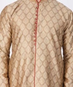 Vastramay Buy 1 Get 1 Men's Beige Cotton Silk Blend Kurta And Pyjama Set