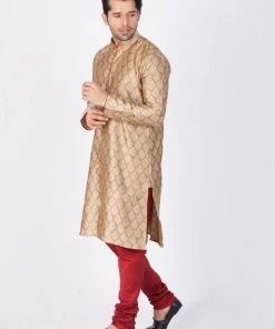Vastramay Buy 1 Get 1 Men's Beige Cotton Silk Blend Kurta And Pyjama Set