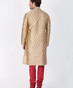 Vastramay Buy 1 Get 1 Men's Beige Cotton Silk Blend Kurta And Pyjama Set