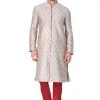 VASTRAMAY Men's Grey Cotton Silk Blend Kurta And Pyjama Set Buy 1 Get 1