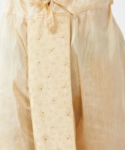 VASTRAMAY Men's Blue And Gold Silk Blend Kurta And Dhoti Set 13 VASTRAMAY Men's Blue And Gold Silk Blend Kurta And Dhoti Set