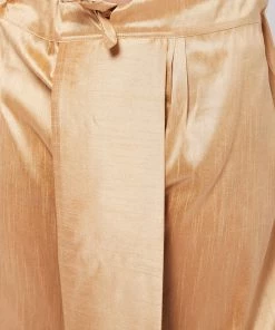 VASTRAMAY Men's Blue And Rose Gold Silk Blend Kurta And Dhoti Set