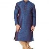 Vastramay Men's Blue Cotton Silk Blend Kurta And Pyjama Set