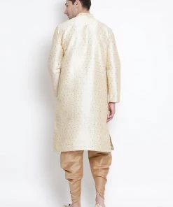 Vastramay Silk Blend Gold Baap Beta Dhoti Kurta Set