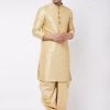 Dhoti Kurta Sets VASTRAMAY Men's Gold Silk Blend Kurta And Dhoti Set