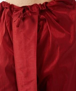 VASTRAMAY Men's Gold And Maroon Silk Blend Kurta With Dhoti Set
