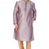 Vastramay Men's Grey Cotton Silk Blend Kurta And Pyjama Set