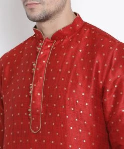 Vastramay Silk Blend Maroon Dhoti Kurta Set