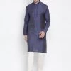 Vastramay Men's Blue Cotton Kurta And Pyjama Set