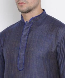 Vastramay Men's Blue Cotton Kurta And Pyjama Set 10 Vastramay Men's Blue Cotton Kurta And Pyjama Set