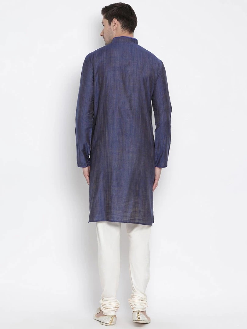 Vastramay Men's Blue Cotton Kurta And Pyjama Set 6 Vastramay Men's Blue Cotton Kurta And Pyjama Set