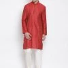 Vastramay Men's Maroon Cotton Kurta And Pyjama Set