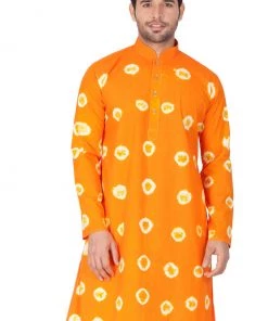 VASTRAMAY Men's Orange Cotton Kurta