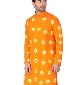 VASTRAMAY Men's Orange Cotton Kurta