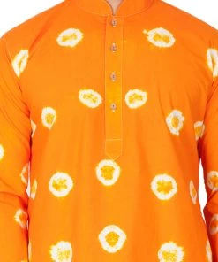VASTRAMAY Men's Orange Cotton Kurta