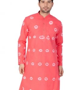 VASTRAMAY Men's Pink Cotton Kurta