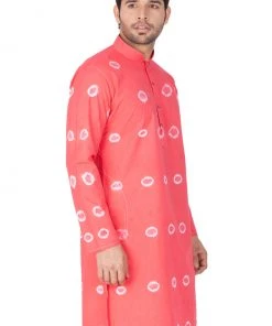 VASTRAMAY Men's Pink Cotton Kurta