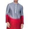 Vastramay Men's Grey Cotton Silk Blend Kurta 1 Vastramay Men's Grey Cotton Silk Blend Kurta
