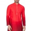 Vastramay Men's Red Cotton Silk Blend Kurta