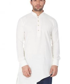 VASTRAMAY Men's Beige Linen Kurta