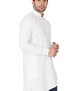 VASTRAMAY Men's Beige Linen Kurta