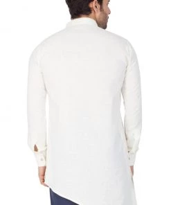 VASTRAMAY Men's Beige Linen Kurta