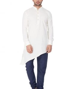 VASTRAMAY Men's Beige Linen Kurta
