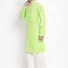 Vastramay Men's Green Cotton Blend Kurta And Pyjama Set 2 Vastramay Men's Green Cotton Blend Kurta And Pyjama Set