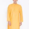 VASTRAMAY Men's Orange Cotton Blend Kurta